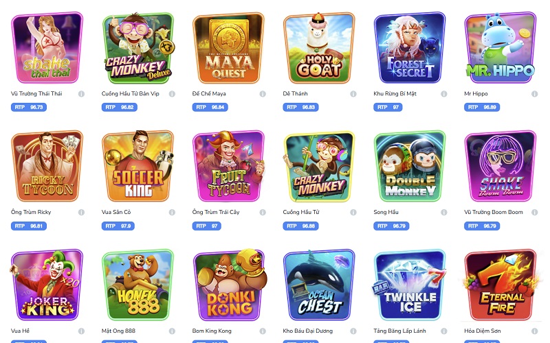nhiều game để lựa chọn